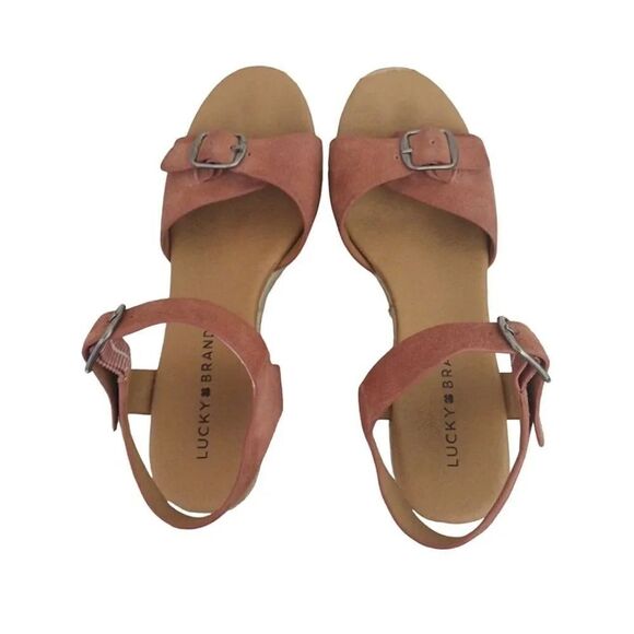 Lucky Brand Rose Naveah Suede Platform Espadrilles Sandals 7.5 - Picture 10 of 16